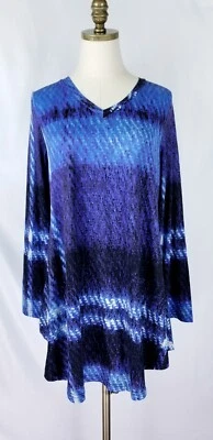 Túnica Azalea By Firmiana para mujer talla L azul tie dye calce y acampanada camisa cola dobladillo Foto 1 de 4