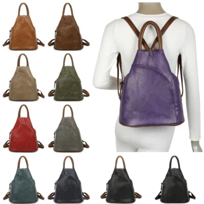 Damen Tasche Rucksack 2 in 1 Schultertasche Shopper Citybag Veganes Leder 7092 - Bild 1 von 4