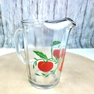 Jarra de jugo pequeña vintage con vidrio acanalado transparente para labios de hielo 6" de alto - Imagen 1 de 9