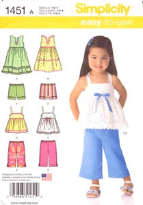 Simplicity 1451 ~Summer Time Dress-Shorts-Sun Top-Pants ~ Sizes 2-4 Available - Picture 1 of 5