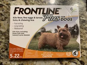 FRONTLINE Plus for Small Dogs (5-22 lbs) Flea and Tick Treatment, 6 Doses - NEW - Picture 1 of 1