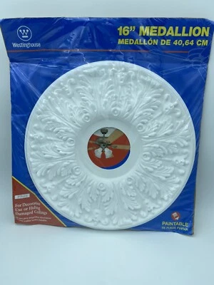 Westinghouse 7702800 Victorian White Ceiling Medallion, 16" - Image 1 of 4