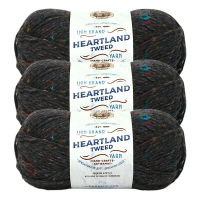 (3 Pack) Lion Brand Yarn 136-353D Heartland Yarn, Black Canyon Tweed - Image 1 of 4