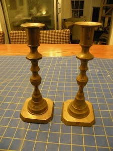 VTG. 2 BRASS CANDLESTICKS MADE IN INDIA 9"  - Picture 1 of 5