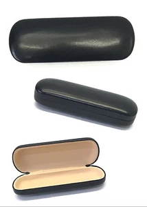 Plain Black Brown Reading Glasses Metal Hard Case Leather Cover Simple Style C37 - Picture 1 of 11