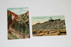 DOS postales de Pike's Peak Cog Road Colorado-escalera y tren de ruedas dentadas/sig Stn - Imagen 1 de 2