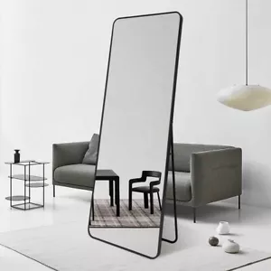 Black Rectangular Mirror 170x80cm Large Aluminium Frame Entryway Accent Decor - Picture 1 of 5
