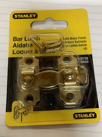 NEW, Old Stock (5) Vintage Brass Finish Stanley Bar Latches Cover