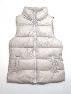 Old Navy Women's Medium Puffer Vest Biege Dusty pink Full Zip Pockets - Picture 1 of 8