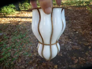 Antik Murano handgeblasen Milchglas Hänge Anhänger Lampe Schirm und Goldkäfig 7" - Bild 1 von 5
