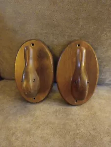 Appendiabiti da parete vintage 2 legno decoda anatra cappotto asciugamano coppia ganci legno di Cornovaglia - Foto 1 di 12