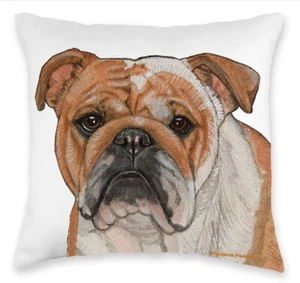 Bulldog Throw Pillow, Decorative Pillow, Cute Dog Accent Pillow, Home Decor, Pet - Picture 1 of 2