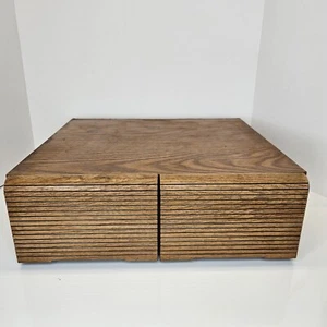 Vintage VHS Tape Faux Wood Two Drawer Storage Cabinet Case Organizer - Picture 1 of 13