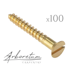 Brass Slotted Wood Screws Countersunk - 10pks - 2.5x12mm No.3 X 1/2 x100 - Picture 1 of 3