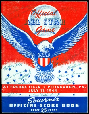 1944 All-Star Game Program autographed/signed by 16 players on cover - PSA/DNA - Image 1 of 3