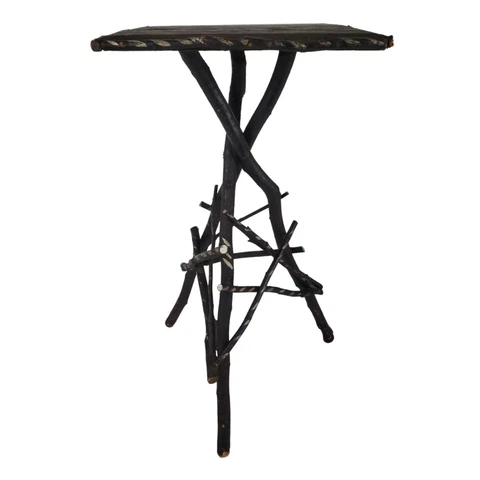 Antique Twig Table Plant Stand Wood Adirondack Primitive Tramp Art Vintage Cover