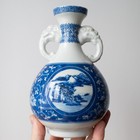 Fine Antique Japanese Blue White Seto Porcelain Vase With Handles 19th C Meiji