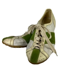 Puma Vintage Rudolf Dassler Schuhfabrik Italian White Green Leather Shoes Sz 5 - Picture 1 of 12