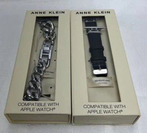 Anne Klein WK/30103840 Bryant Park Collection 38-41mm Silver/Black Band Set Used - Picture 1 of 5