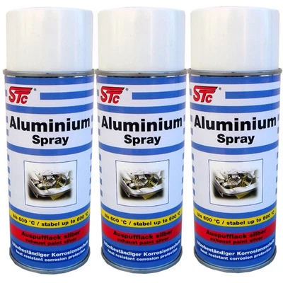 3x 400 ml Aluminium Spray Aluspray Auspufflack silber hitzebeständig bis 600 °C - Bild 1 von 4
