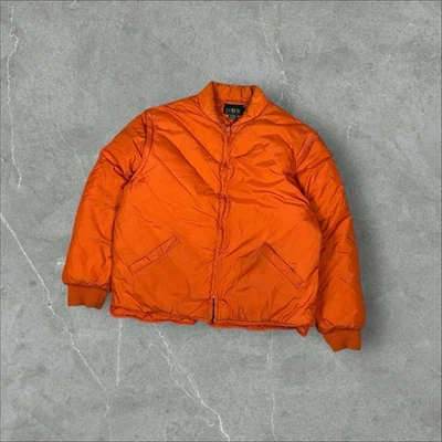 Chaleco Chaqueta acolchada de plumón de ganso naranja mediano vintage años 80/90 J Crew Oarsmen para hombre Foto 1 de 4
