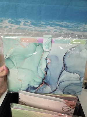 Expandable File Folder 5 Pocket With Labels - Teal Blue Design - Brand New - Image 1 of 4