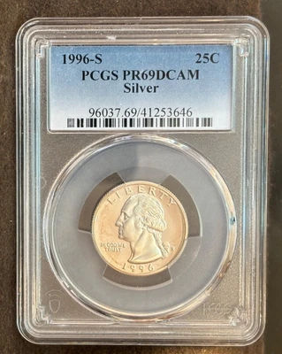 1996 S WASHINGTON SILVER QUARTER PCGS PR69 DCAM - Image 1 of 2