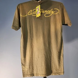 Nwt Y2K Ed Hardy By Christian Audigier Snake Dagger Army Aged Tee S Rare - Picture 1 of 11