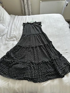White Stuff Rosie schwarz ärmellos Stufen Maxikleid Größe 12 Taschen Baumwolle - Bild 1 von 19