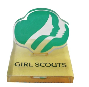 VINTAGE PFADFINDER LUCITE PLAKETTE 3,5" SOCKEL SAMMLERSTÜCK ERINNERUNGSSTÜCKE - Bild 1 von 4