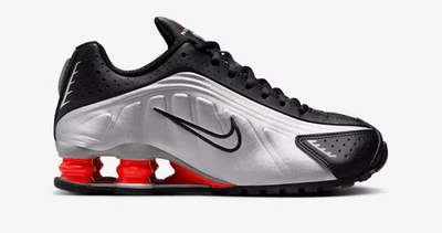 Nike Shox Zapatos Juveniles Metálicos Plateados Picante Rojo Retro CW26 005 Foto 1 de 4