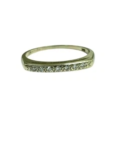 Vintage 18k White Gold Keepsake Single Cut Diamond Wedding Band Ring Estate - Picture 1 of 5