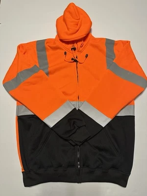 Occunomix 100% Polyester Zip Up Reflective Hoodie Type R, Class 3 Men’s Sz Large - Image 1 of 4