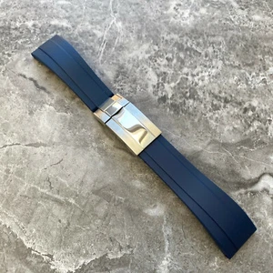 NUOVO cinturino orologio aftermarket 20 mm blu silicone gomma per Rolex OYSTERFLEX - Foto 1 di 8