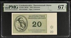 Czechoslovakia 20 Kronen 1943 P CZ-654 Superb Gem UNC PMG 67 EPQ - Picture 1 of 1