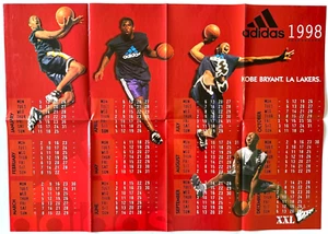 Large Vintage Rare 1998 Kobe Bryant Poster Calendar Adidas NBA Basketball Lakers - Picture 1 of 1