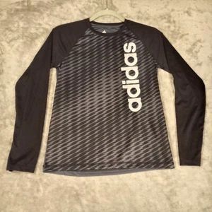 Adidas Boys Long Sleeve Crew Neck Pullover Black T- Shirt Size M 10/12  - Picture 1 of 10