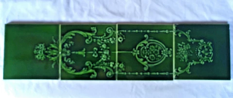 ELEGANT GREEN ANTIQUE 6 INCH TILE  PANEL WITH 4 TILES, (G) Cover