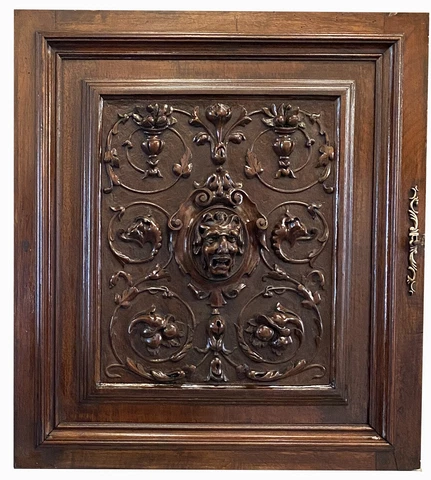 Antique French Carved Cabinet Door, NeoClassical Figural, 26" for Bar or Wall Cover