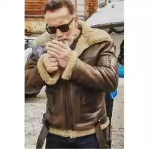 Men's Arnold Schwarzenegger Winter Aviator RAF B6 Real Sheepskin Leather Jacket - Picture 1 of 5