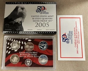 2005 US SILVER 5 COIN STATE QUARTER PROOF SET IN US MINT PACKAGING - Picture 1 of 1