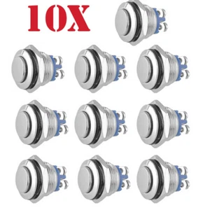 10 x16mm Anti-Vandal Momentary Stainless Steel Metal Push Button Switch Flat Top - Picture 1 of 5