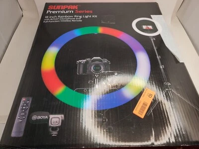 Sunpak - Kit de luces de anillo arco iris de 18" con micrófono BOYO y control remoto [VL-LEDRGB-18SM] Foto 1 de 2