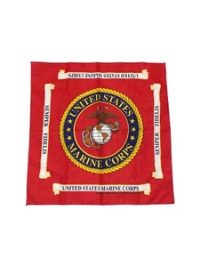 Vintage Marines Bandana Red Made In USA 50% Polyester 50% Cotton - Picture 1 of 5