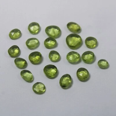 22.5 Carat 5x5.5-8x8.5 MM Natural Green Peridot Both Side Rose Cut 20 Piece Lot - Image 1 of 4