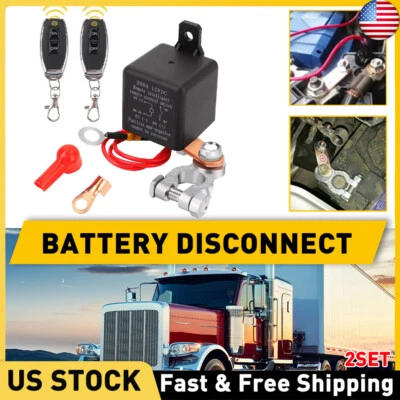 2x Wireless Dual Remote Car Battery Disconnect Relay Master Kill Cut-off Switch - Image 1 of 4