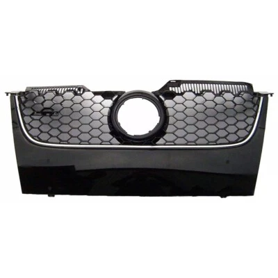 Fits VW 05-08 GOLF MK5 V GTI JETTA BLACK + CHROME FRONT BUMPER GRILLE WITH BASE Foto 1 de 4