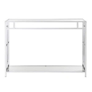 Convenience Concepts Console Table (42"x30") Glass Top Metal Frame Chrome/Clear - Picture 1 of 9