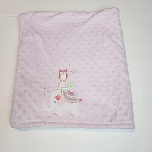 Blankets And Beyond Pink Minky Dot Baby Blanket Owl Turtle Elephant 28x31 - Picture 1 of 7