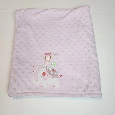 Mantas Y Más Allá Rosa Minky Punto Bebé Manta Búho Tortuga Elefante 28x31 Foto 1 de 4